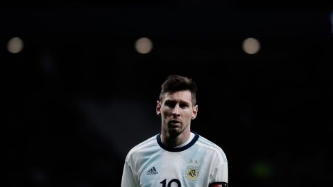Lionel Messi reacts during the International Friendly match between Argentina and Venezuela at Estadio Wanda Metropolitano on March 22, 2019, in Madrid, Spain.