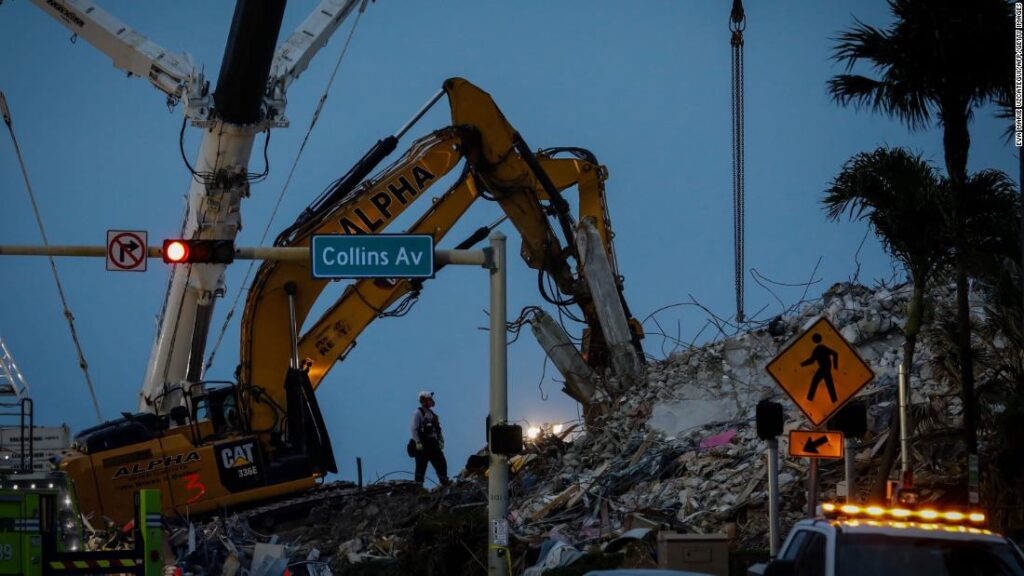 Unless winds reach 45 mph, Florida crews will continue searching collapse debris through severe weather