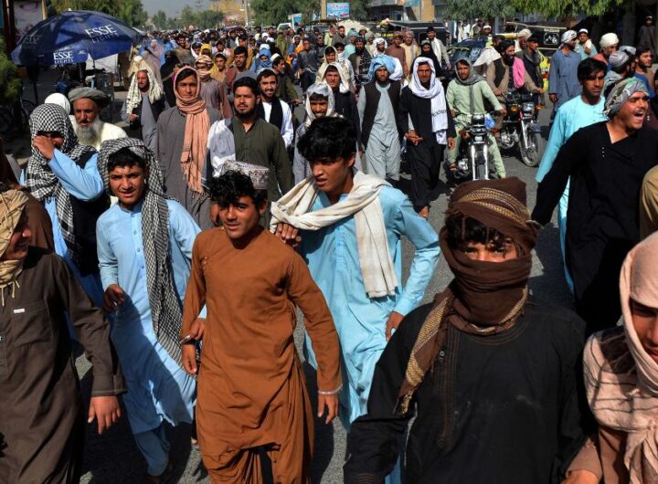 Residents in Afghanistan's Kandahar protest alleged Taliban expulsions from homes